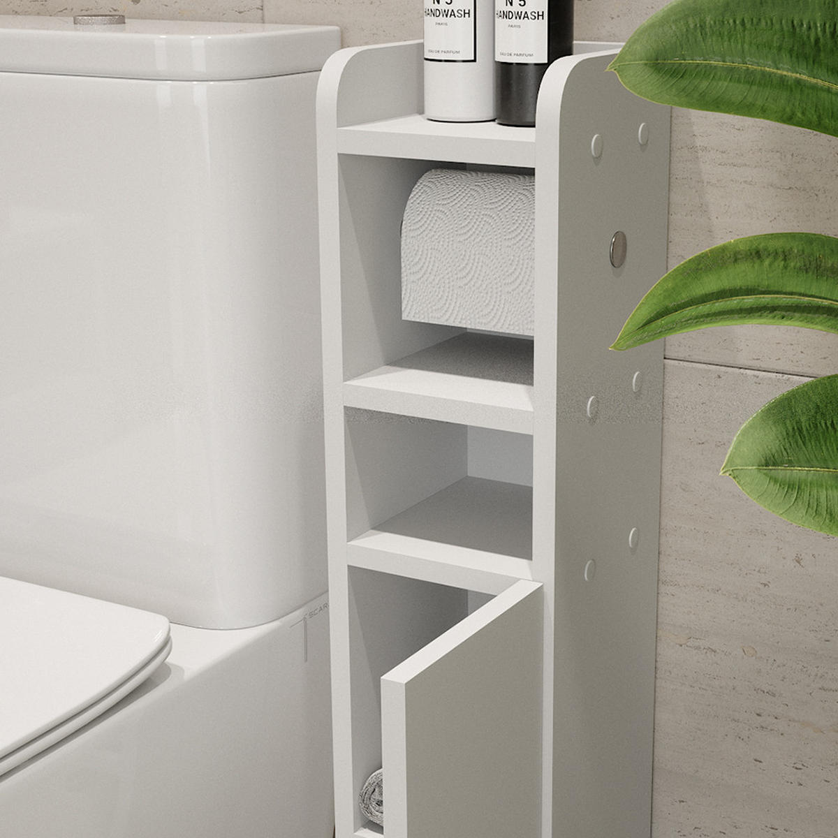 TOILETTENPAPIERSCHRANK Fynn Weiß 17.6 x 82.2 cm mit 1 Tür - Weiß, Holzwerkstoff (17.6/82.2/19.2cm) - Vicco