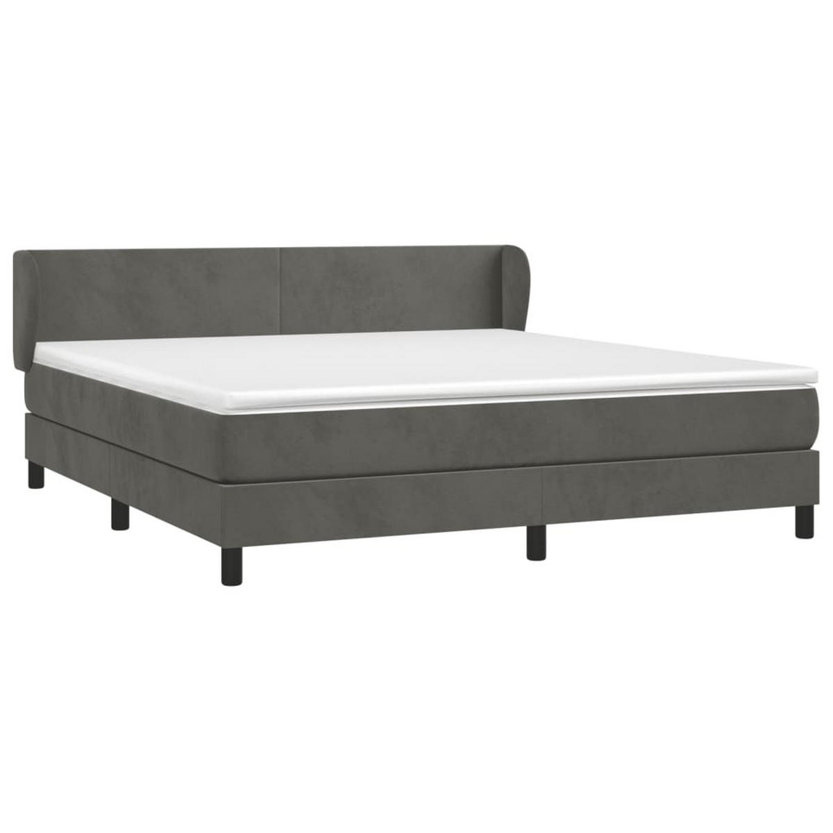 BOXBETT Mit Matratze Dunkelgrau 160/200 Cm Samt - Grau, Textil (160/200cm) - vidaXL