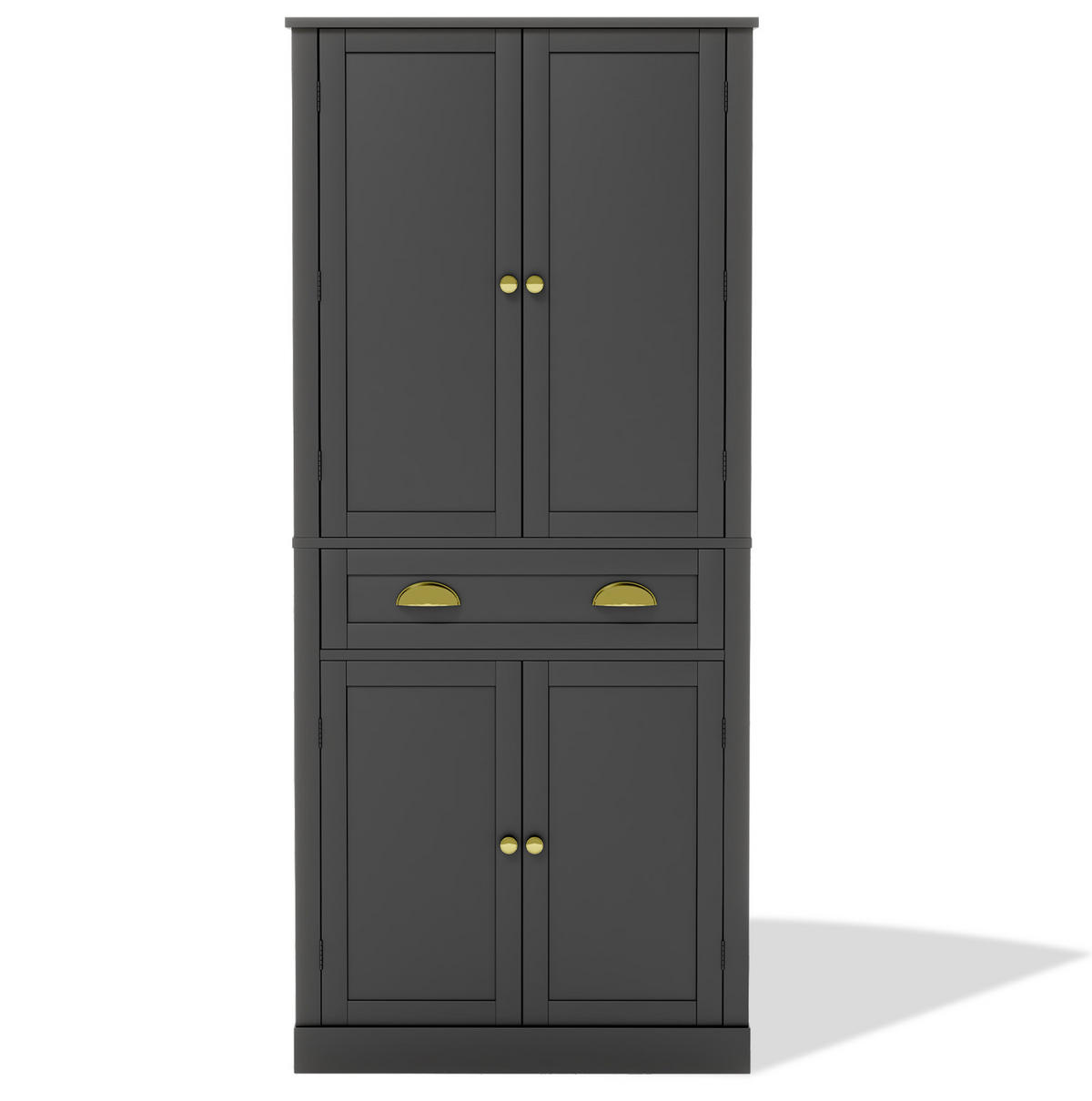 VORRATSSCHRANK mit 4 Türen und 1 Schublade 80 x 40 x 182 cm MDF Schwarz - Schwarz, Holzwerkstoff (40/182/80cm) - Meubliv