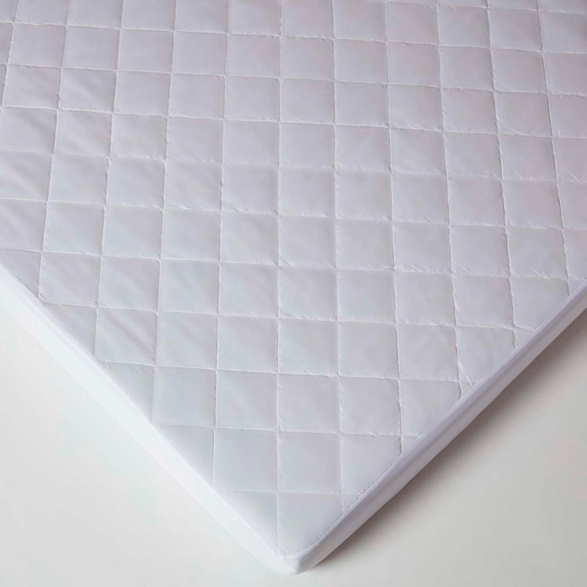 MATRATZENSCHONER 90/190 cm gesteppt mit Spannumrandung - Weiß, Textil (90/190cm) - Homescapes