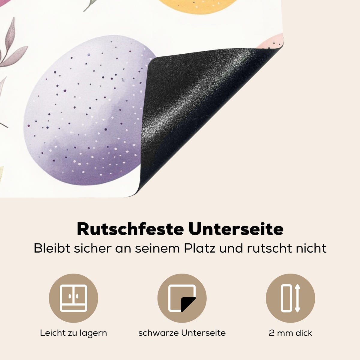 HERDABDECKPLATTE Eier - Bunt - Muster Herdabdeckung Induktionsfeld 75x52 cm - Weiß, Kunststoff (75/52/0.2cm) - MuchoWow