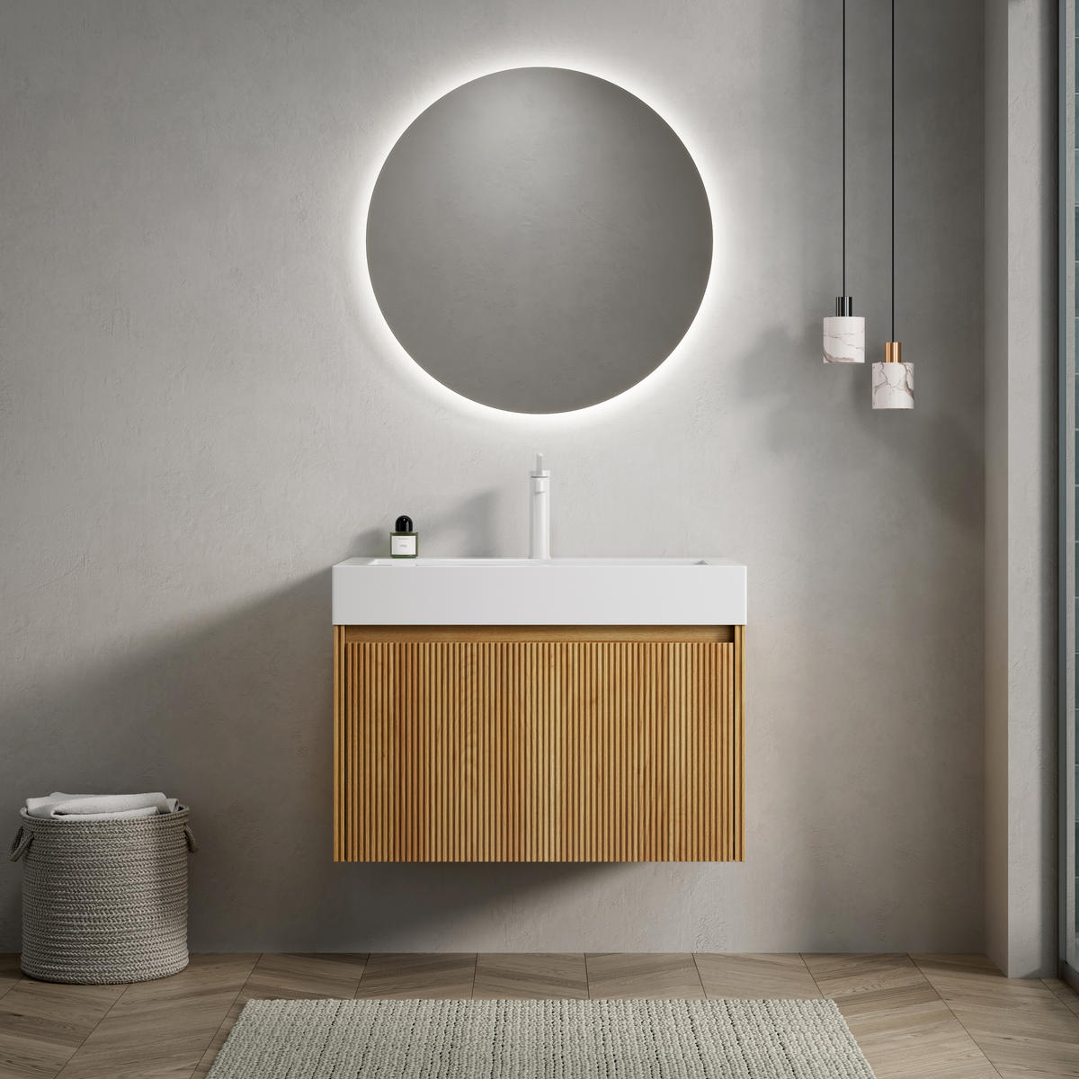 WASCHTISCH Holzfarben/Weiß 70/46/50 cm - Naturfarben, Holz (70/50/46cm) - PANGIVO