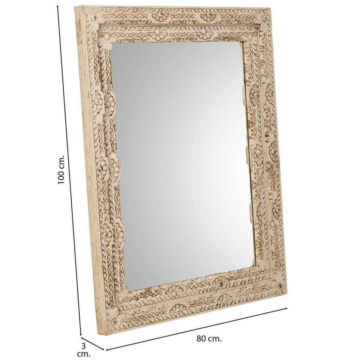 SPIEGEL aus Holz, weiß, 80x3x100cm - Beige, Holz (80/100/3cm) - Wanderlust