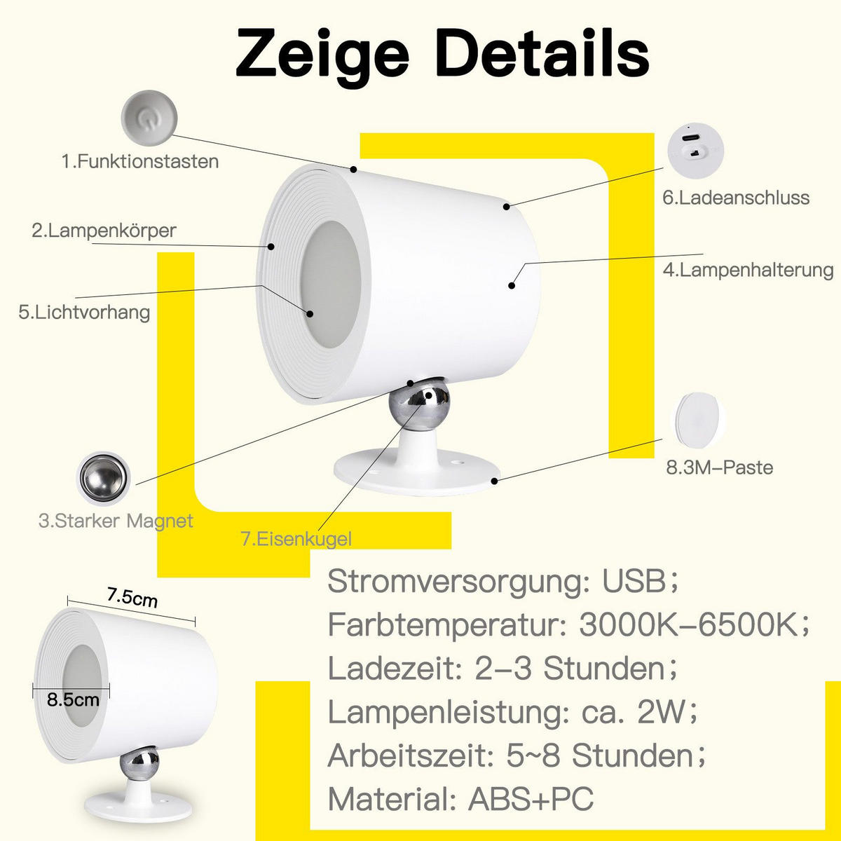 LED WANDLEUCHTE Emma - Weiß, Kunststoff (9/8/11cm) - Nettlife