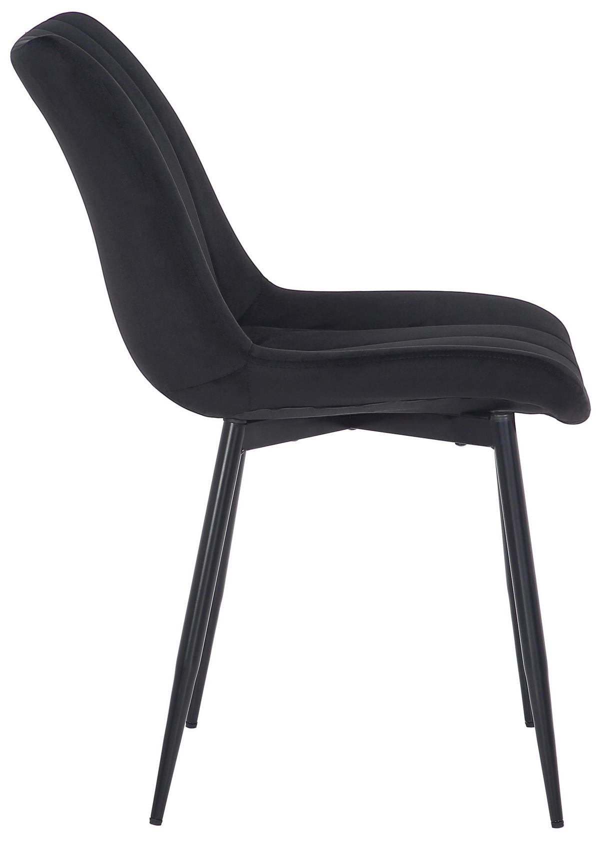 STUHL 2er Set Samt schwarz - Schwarz, Textil/Metall (46/82/61cm) - CLP