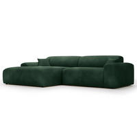 ECKSOFA mit Longchair - Cord - Schwarz/Grün, Kunststoff/Textil (284/178cm) - home24