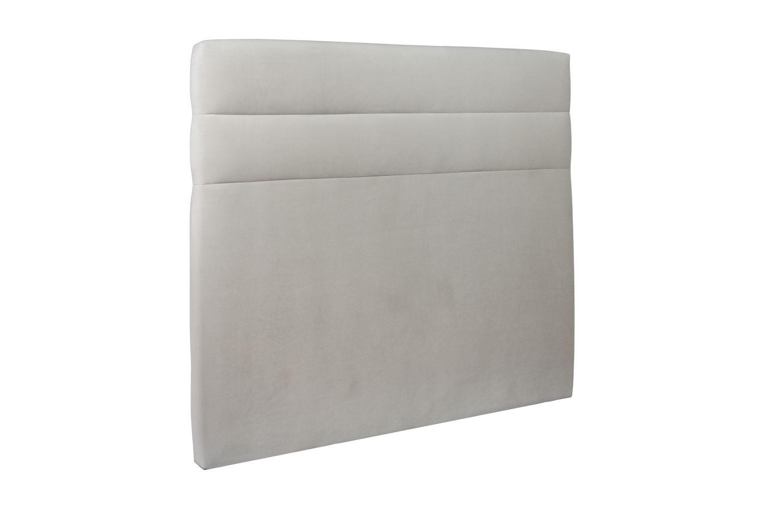 KOPFTEIL Modell Linien – Hellgrauer Samtstoff 180 cm - Beige/Hellgrau, Holz (180/120/10cm) - Sommeil de Plomb