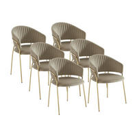 STUHL 6er-Set - Samt & Metall goldfarben - Beige - MADOLIA - Beige, Textil (55/81/55cm) - Pascal Morabito