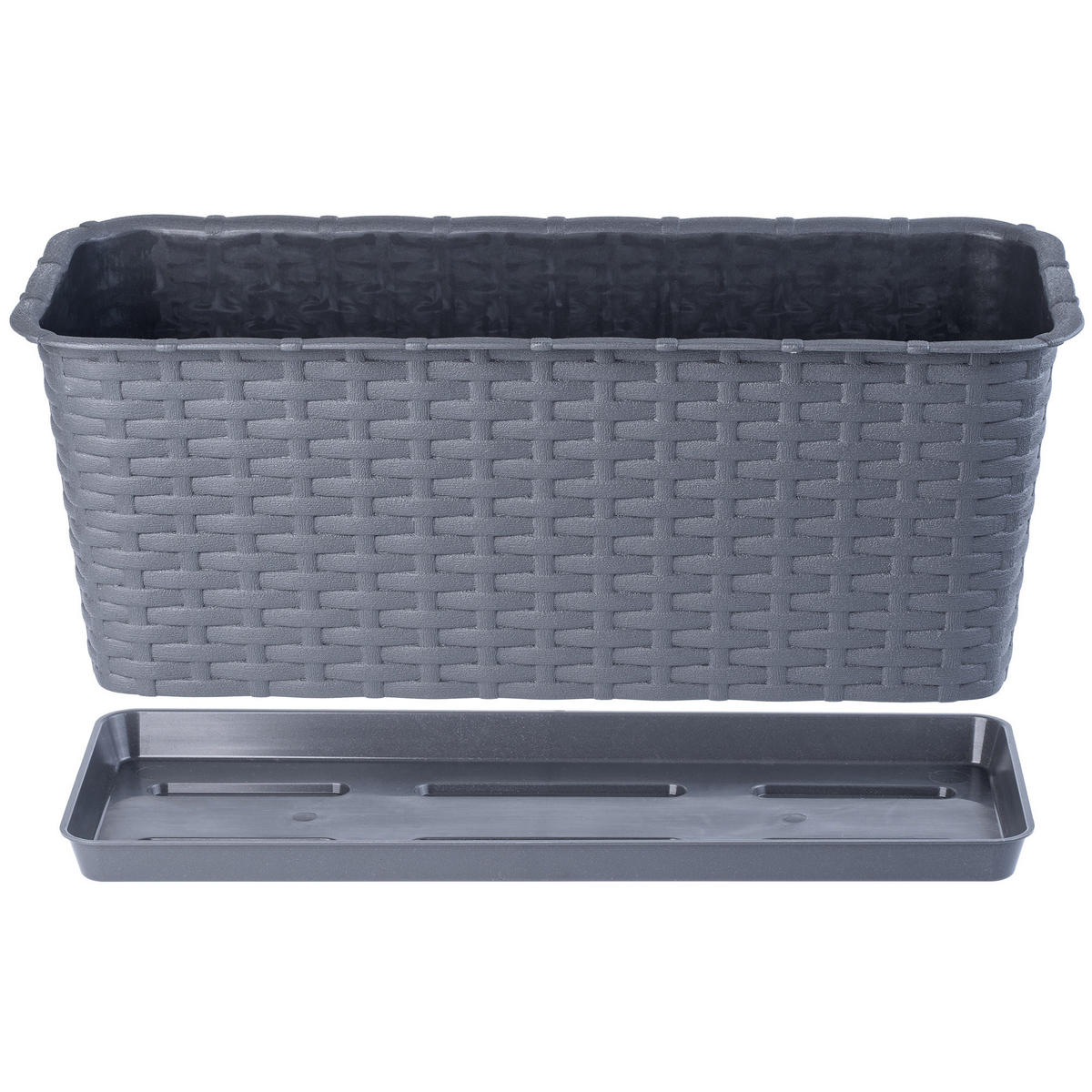 BALKONKASTEN mit Untersetzer 40 cm, Graphit - Graphitfarben, Kunststoff (17/40cm) - KADAX