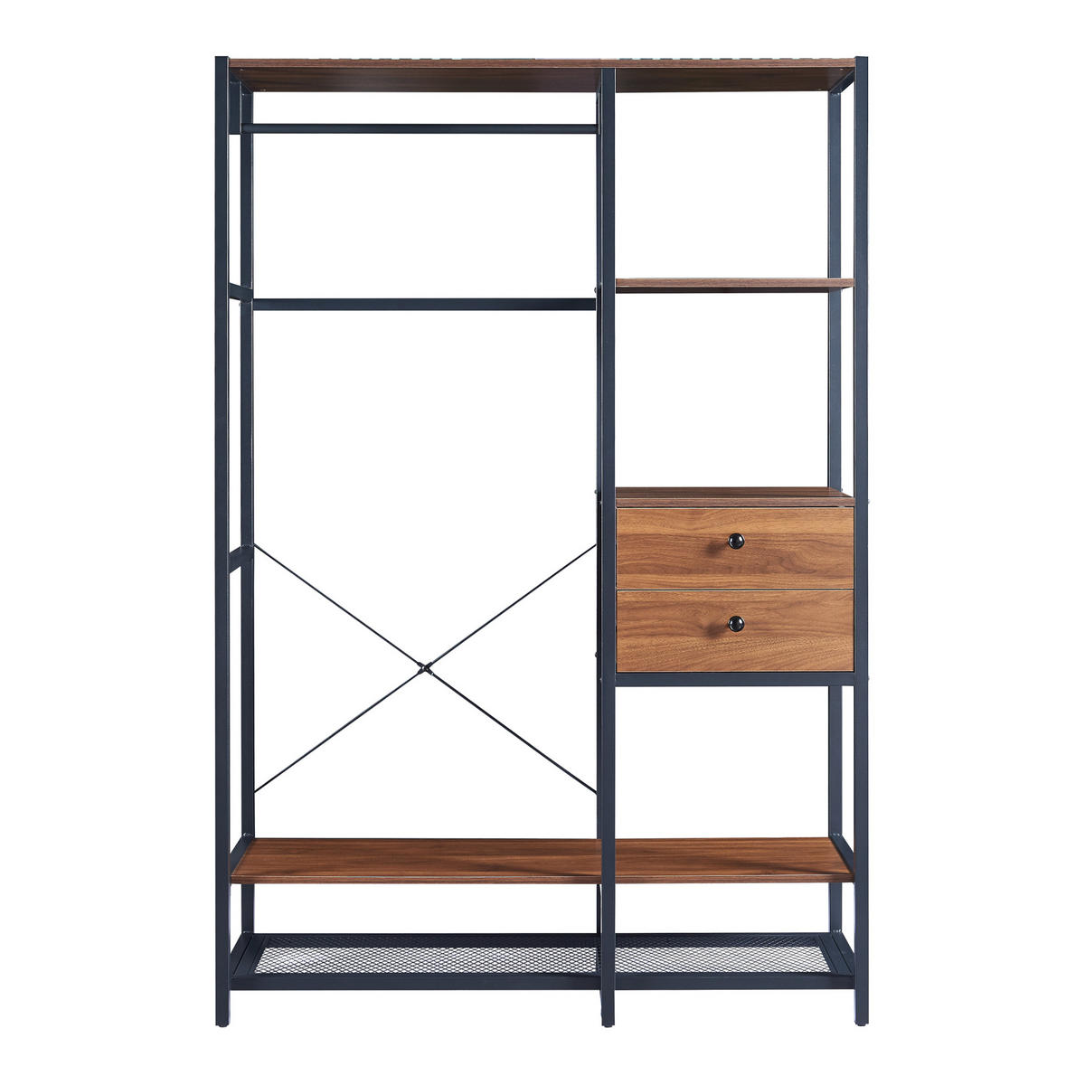 GARDEROBENSTÄNDER Larem - Walnussfarben/Schwarz, Holzwerkstoff/Metall (120/180/40cm) - [en.casa]