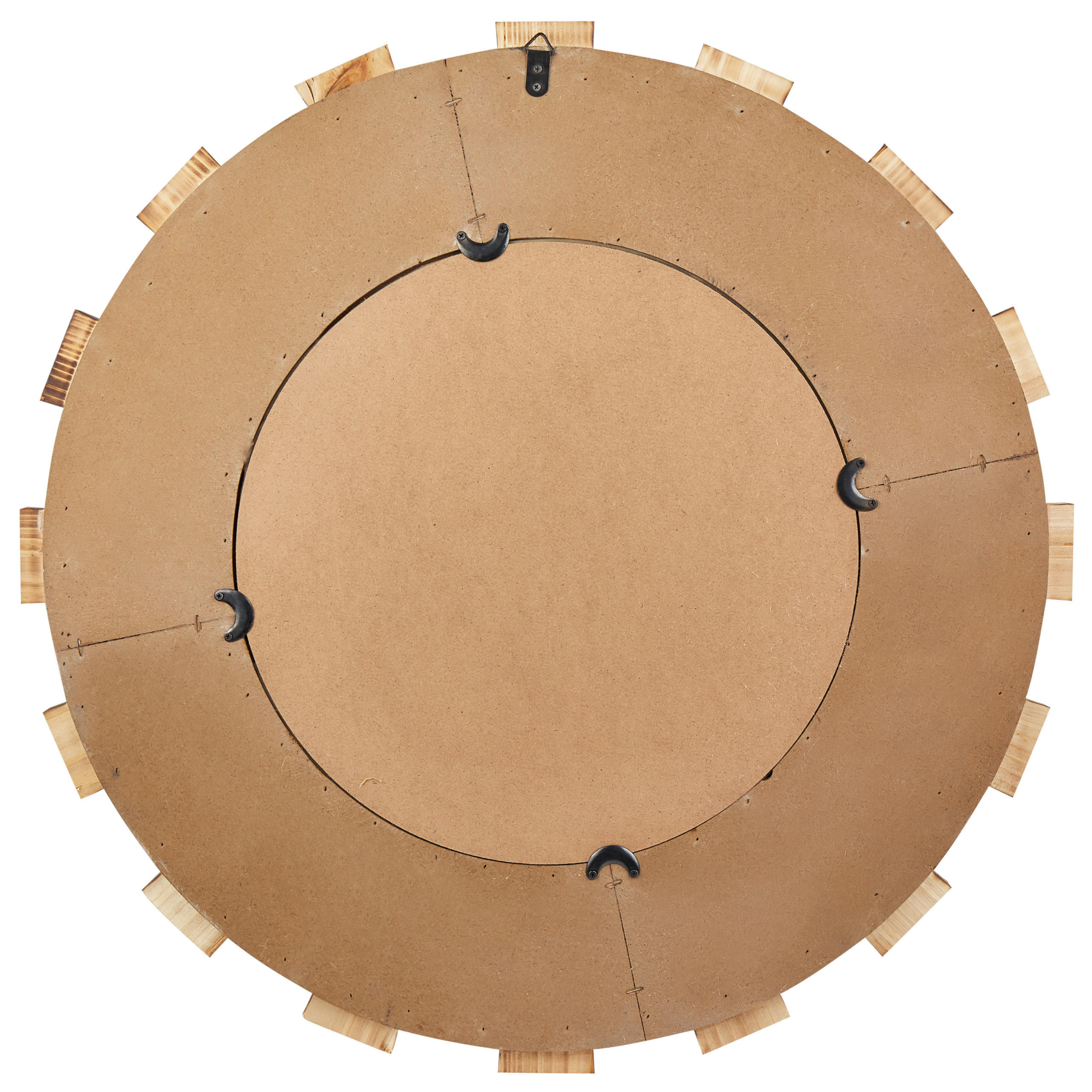 WANDSPIEGEL heller Holzfarbton rund 66 cm Ecatepec - Hellbraun/Schwarz, Holzwerkstoff (66/66/4cm) - Beliani