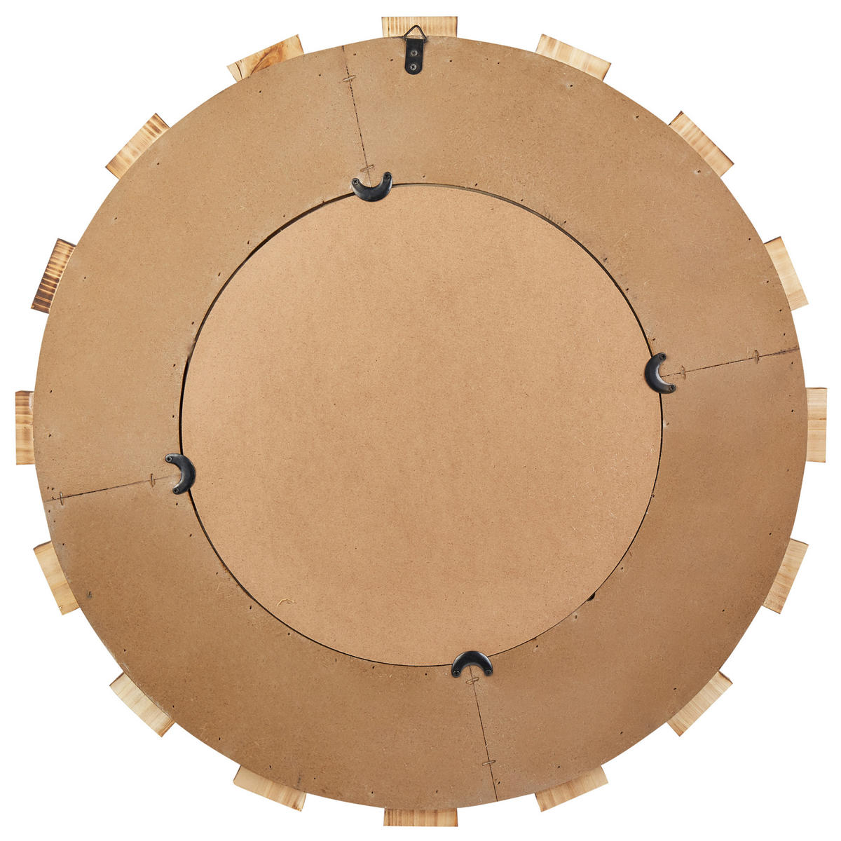 WANDSPIEGEL heller Holzfarbton rund 66 cm Ecatepec - Hellbraun/Schwarz, Holzwerkstoff (66/66/4cm) - Beliani