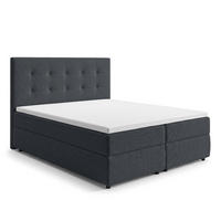 BOXBETT SAKARYA 160x200 cm mit Bettkasten und Matratze - Schwarz + TOPPER - Schwarz, Holz/Holzwerkstoff (160/200cm) - AX Living