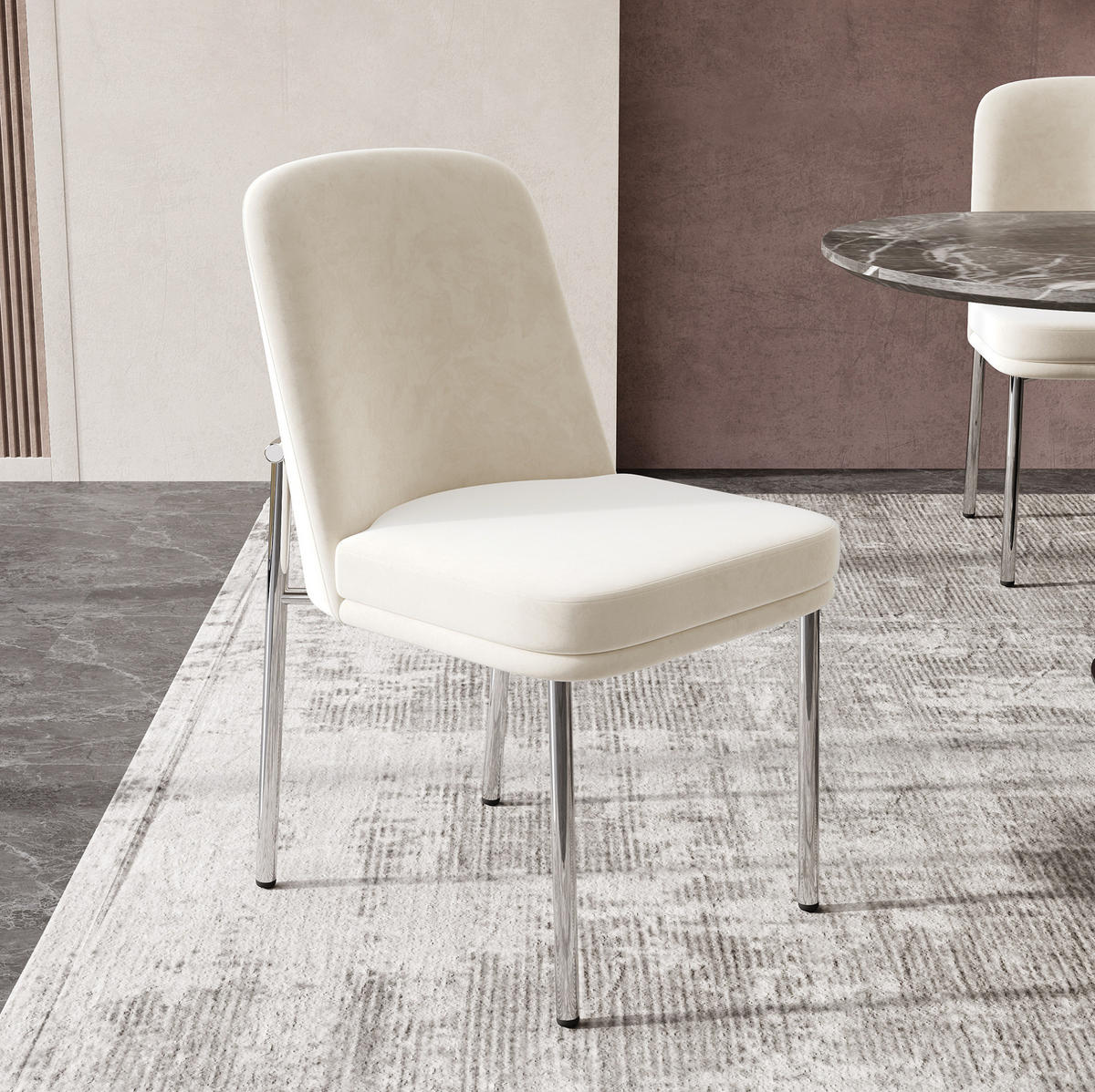 ESSZIMMERSTUHL 4er-Set gepolstert Samt Beige mit Metallbeinen - Beige, Metall (53/82/42.7cm) - Meubliv