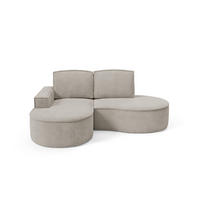 ECKSOFA MOLLY – Halbkreisförmig, Curio-Bouclé, Lose Kissen, 210x157x88 cm, Links Esche - Silberfarben, Holz/Textil (157/210cm) - DomoHome
