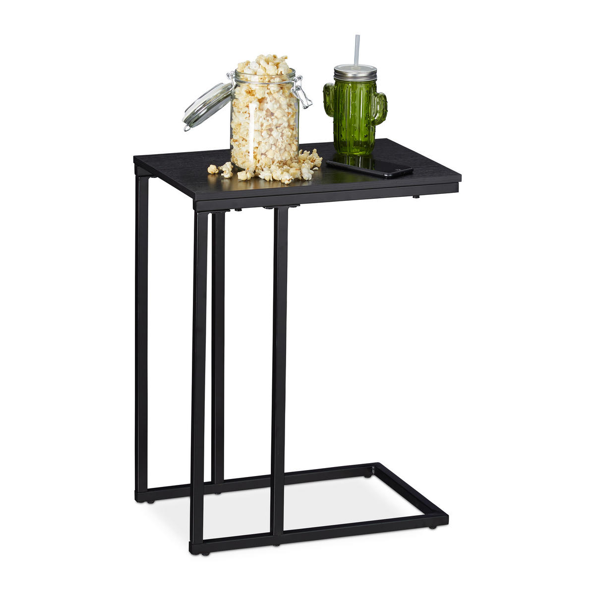 BEISTELLTISCH - Schwarz, Holzwerkstoff/Metall (45/30/59.5cm) - Relaxdays