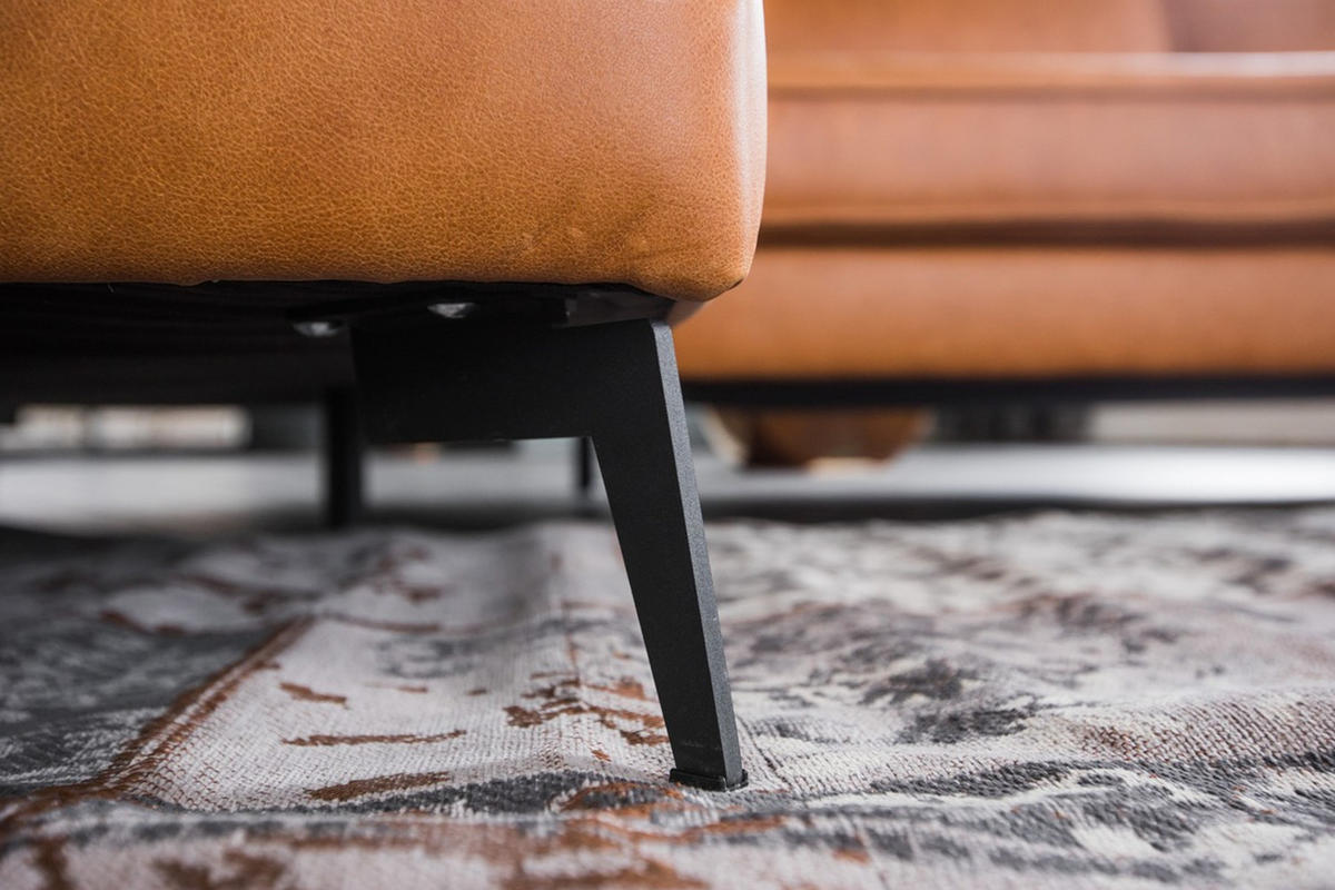 ECKSOFA BLOOM Braun Leder - Dunkelbraun/Schwarz, Leder/Metall (276/177cm) - KAWOLA