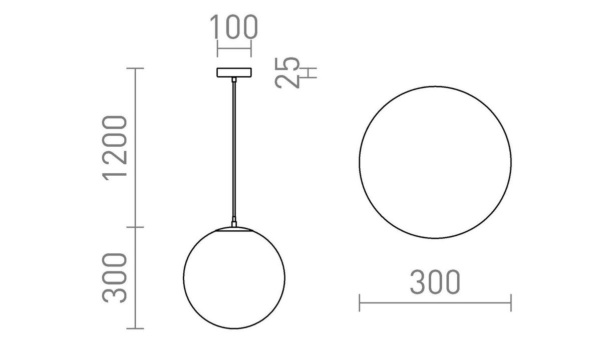 PENDELLEUCHTE LUNA 30 Opalglas 15 W - Chromfarben, Metall (30/30/120cm) - Rendl