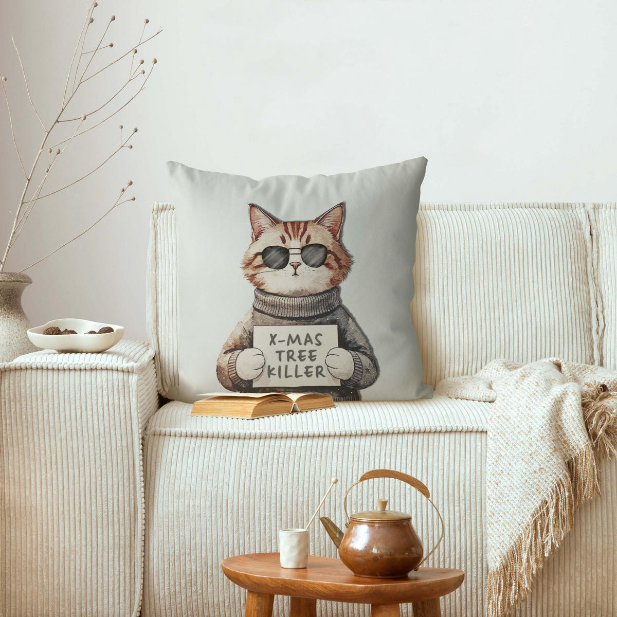 DEKOKISSEN Weihnachtsbaumkiller 50/50 cm - Braun, Textil (50/50/10cm) - Bilderwelten