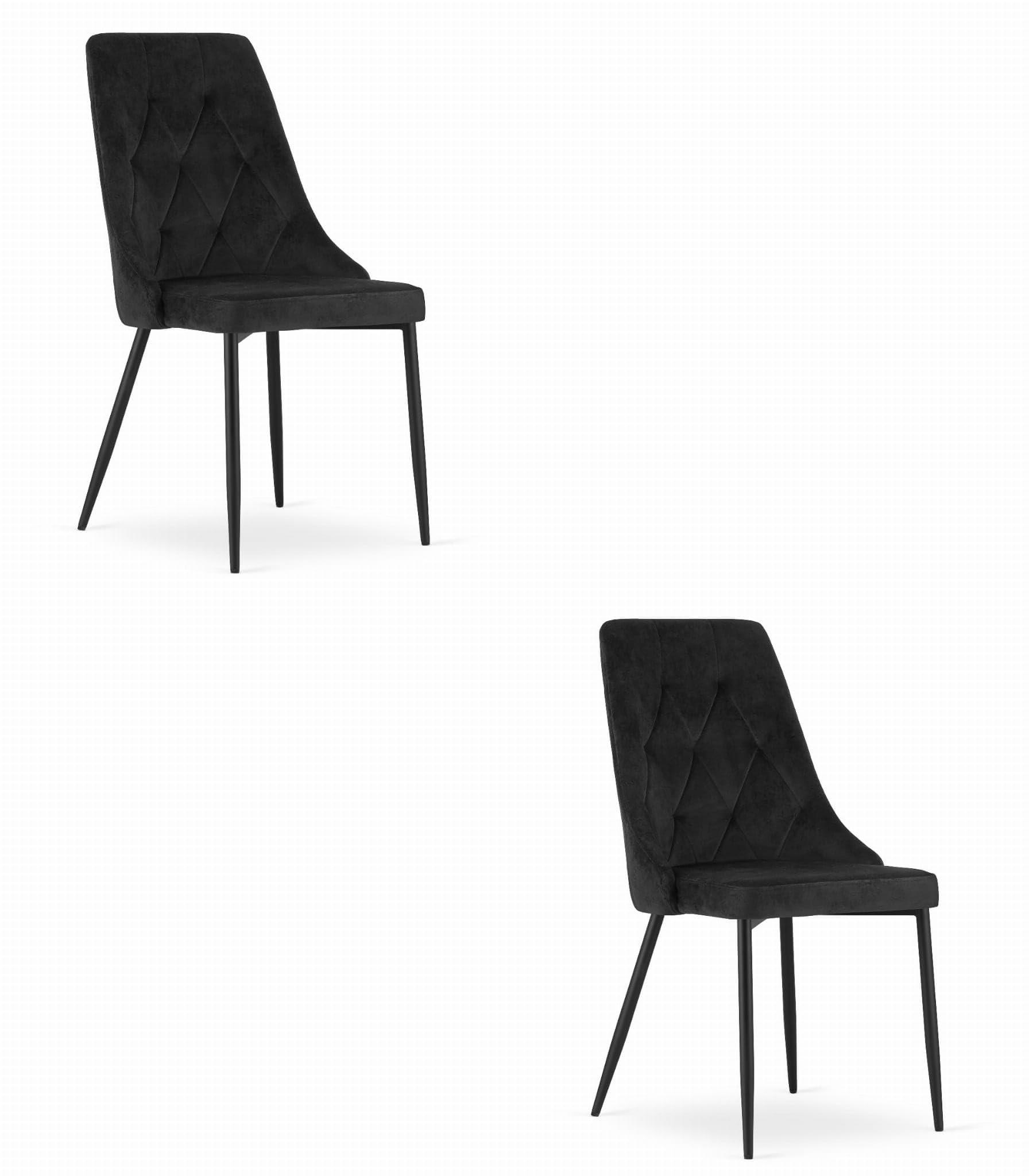 ESSZIMMERSTUHL 2er Set Schwarzer Samt, Diamantpolsterung, Bequeme Sitzfläche - Schwarz, Textil (51/86/56cm) - Best For Home