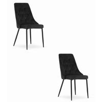 ESSZIMMERSTUHL 2er Set Schwarzer Samt, Diamantpolsterung, Bequeme Sitzfläche - Schwarz, Textil (51/86/56cm) - Best For Home