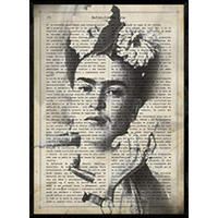 POSTER Von Frida Kahlo Schwarz Und Weiß A4 Schwarzer Rahmen - Schwarz, Papier (29.7/5/21cm) - Nacnic