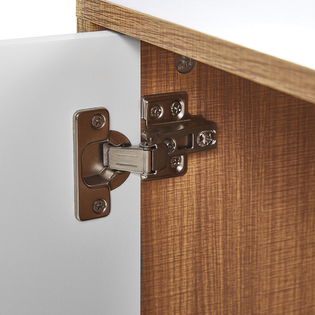 TV-MÖBEL Heller Holzfarbton/Weiß/Schwarz Nueva - Hellbraun/Schwarz, Holzwerkstoff (150/55/40cm) - Beliani