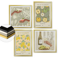 WANDBILDER 4er Set - 50x50 cm & 40x60 cm Goldrahmen - Fruchtige Muster italienischer Wein - Goldfarben, Kunststoff (50/50cm) - ArtPrintCave