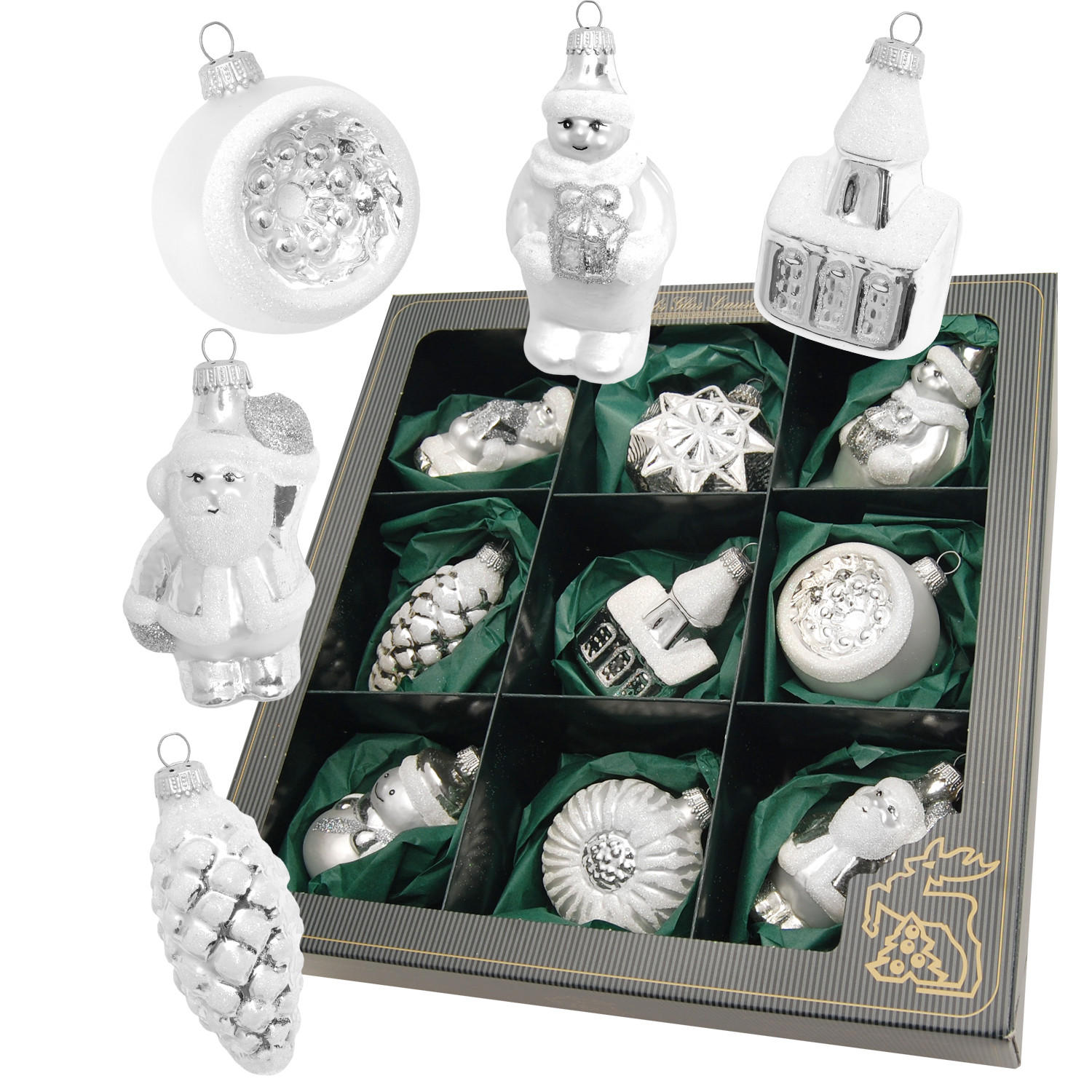 Krebs Glas Lauscha Christbaumschmuck Silber 6x9x5 cm