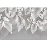 FOTOTAPETE Blätter Grau Beton Wohnzimmer 400x280 - Multicolor, Papier (400/280cm) - Wallarena