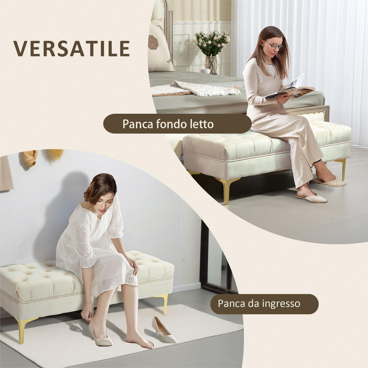 SITZBÄNKE Beige 1 Stück - Beige, Kunststoff (118/42/45cm) - GiPP