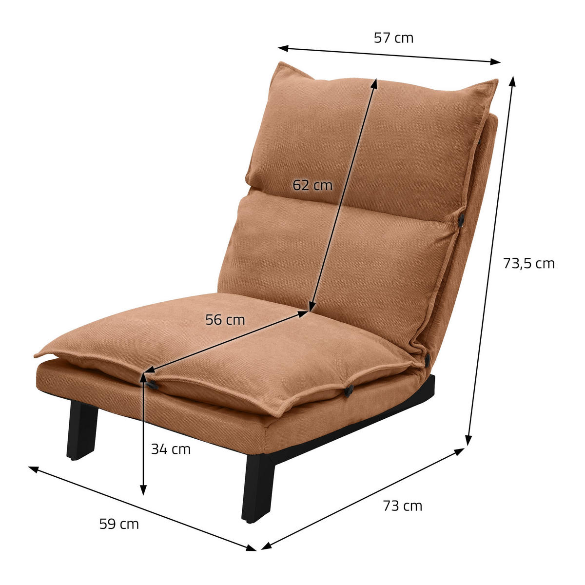 BODENSTUHL Braun - Schwarz/Braun, Textil/Metall (59/73.5/96cm) - ML-DESIGN