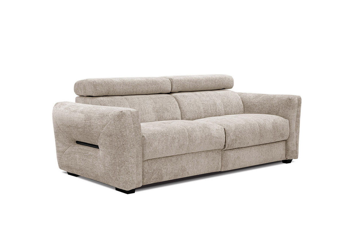 SOFA CALVERA 3-Sitzer mit 1 Relaxfunktion, ecru - Ecru, Holzwerkstoff/Textil (204/79/106cm) - Courtois Laville