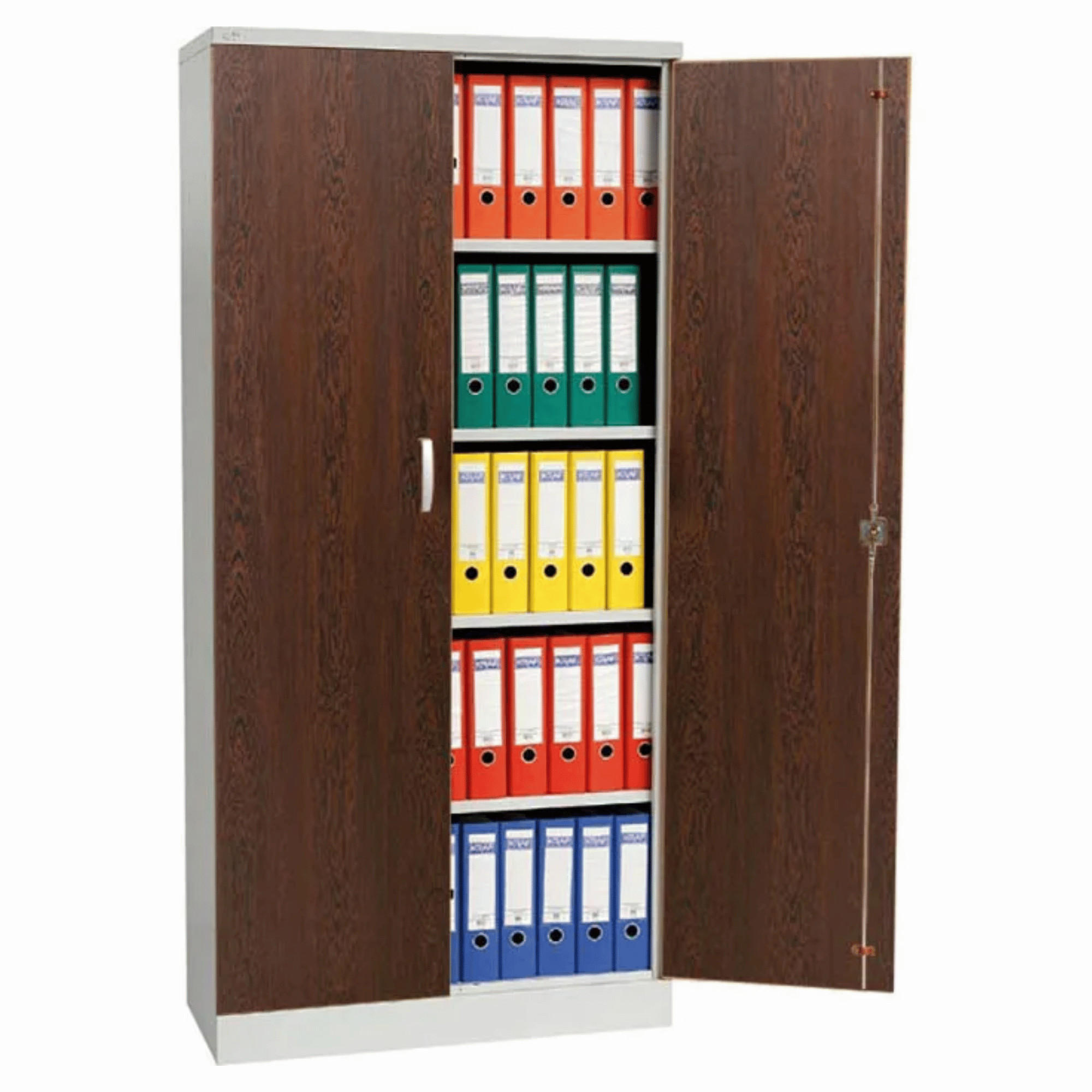 AKTENSCHRANK Beetle 4 Fachböden 195x92x42 cm Weiß & Wenge - Wengefarben, Metall (92/195/42cm)