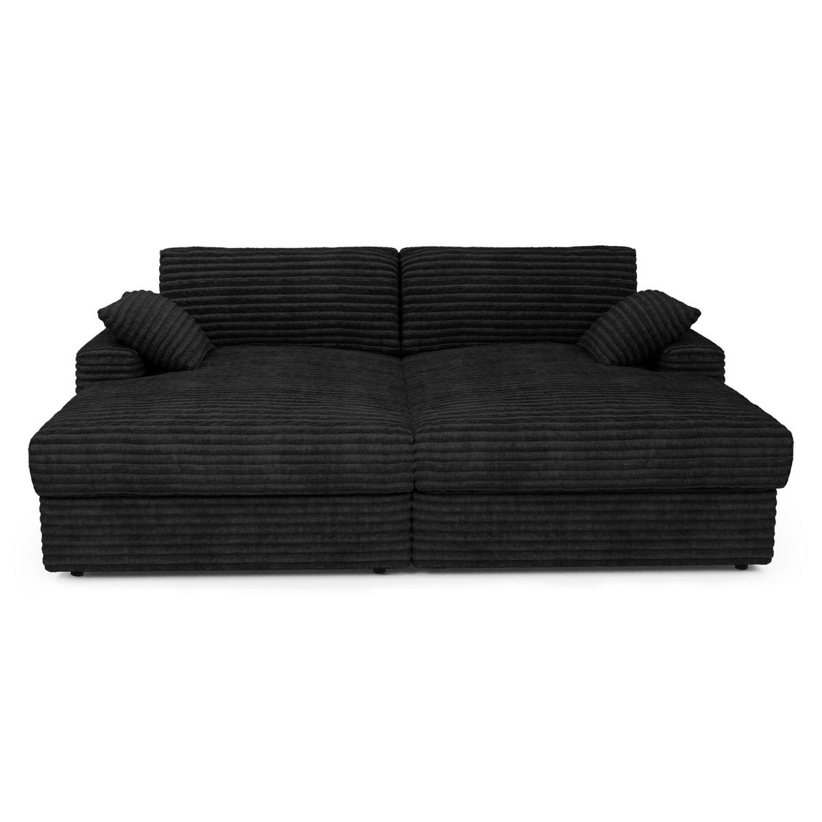 SOFA PLUM XXL-Cord Schwarz 260cm - Schwarz, Textil (260/83/155cm) - Premium Interiors