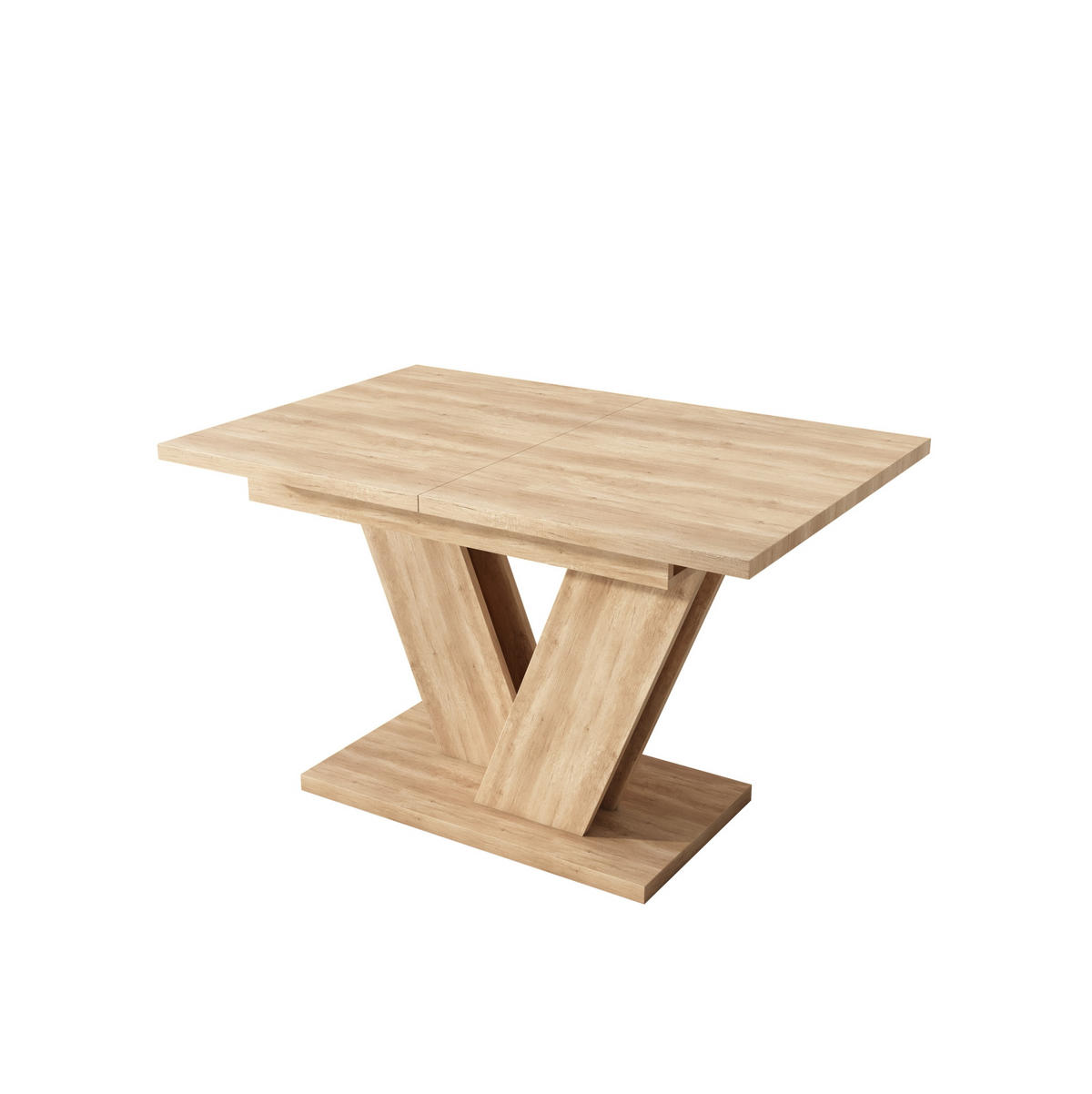 JÍDELNÍ stůl 140/180/80 cm dubový z MDF rozkládací s V-nohami - barva dubu, kompozitní dřevo (180/80/75.5cm) - OKWISH
