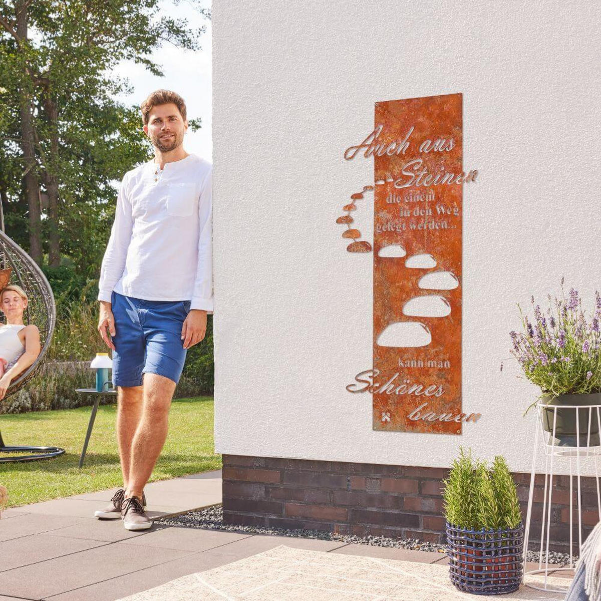 GARTENSTECKER STEINIGER WEG - Orange, Metall (9cm) - Home Deluxe