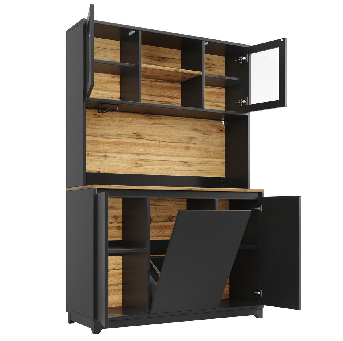 BUFFET 120/180/40 cm Schwarz aus MDF und Metall mit LED-Beleuchtung - Schwarz, Holzwerkstoff (40/180/120cm) - OKMYHOME