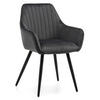 STUHL PASSO gepolstert mit Steppung - grau - Samt Velours - Schwarz/Grau, Textil/Metall (58/87/60cm) - NEW HOME