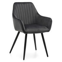 STUHL PASSO gepolstert mit Steppung - grau - Samt Velours - Schwarz/Grau, Textil/Metall (58/87/60cm) - NEW HOME