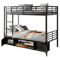 ETAGENBETT 90/200 cm Schwarz aus Eisen mit Schuhablage und Sicherheitsgitter - Schwarz, Metall (90/200cm) - OKWISH