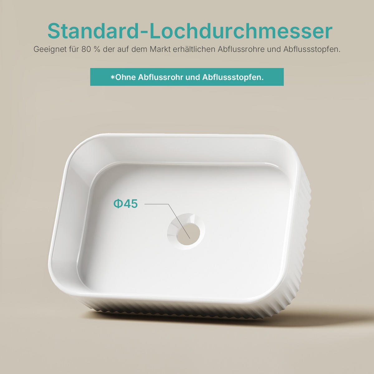 WASCHBECKEN Keramik R-Ecken 45 / 32 / 11 cm - Weiß, Keramik (45/11/32cm) - EMKE