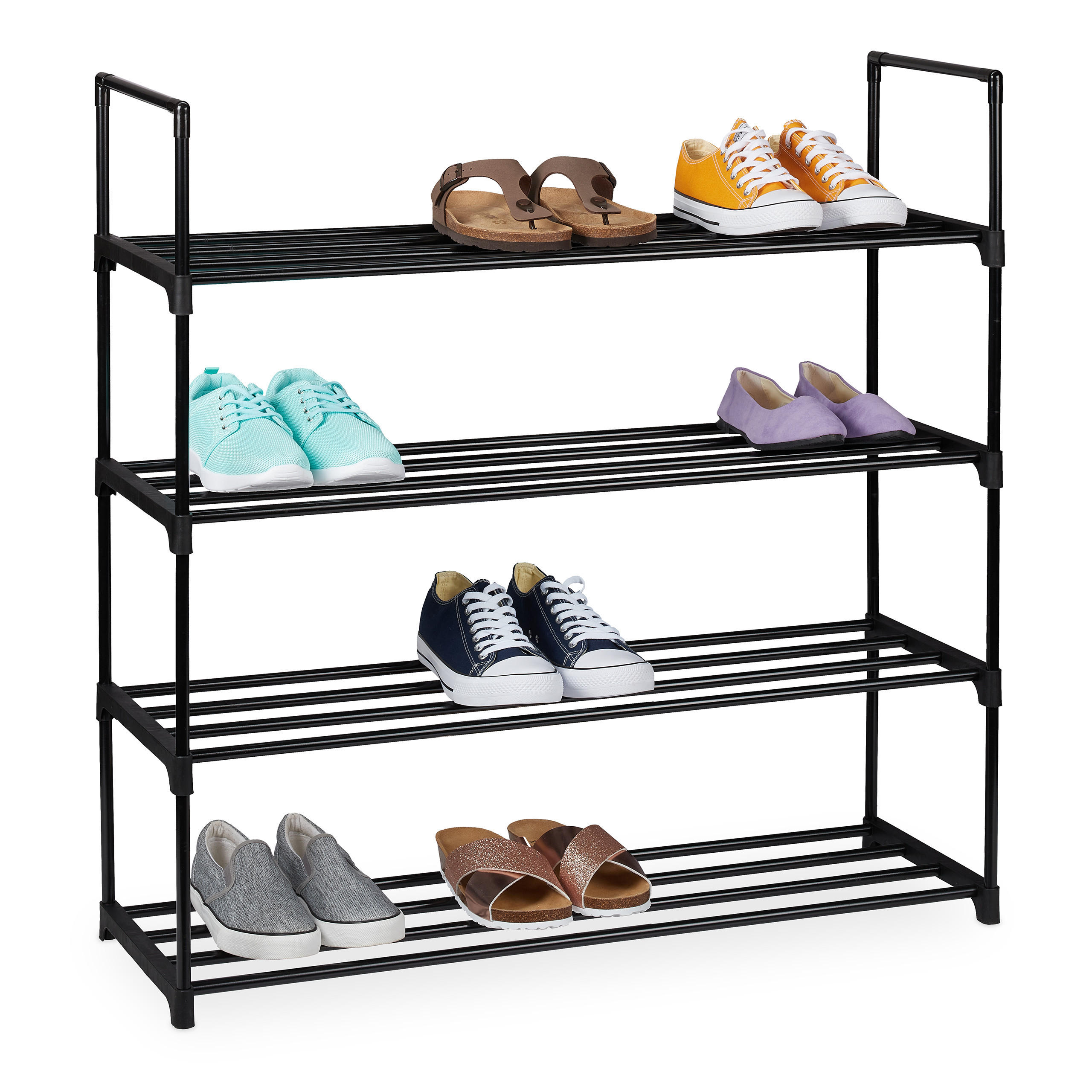 SCHUHREGAL - Schwarz, Kunststoff/Metall (90.5/91.5/30.5cm) - Relaxdays