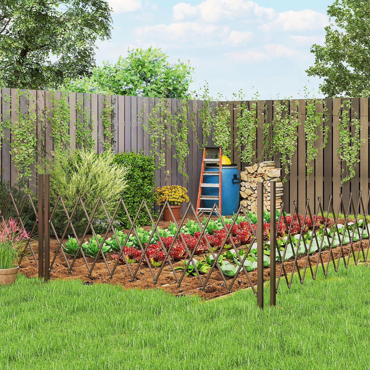 GARTENZAUN Dunkelbraun 250.0/31.0/103.0 cm - Dunkelbraun, Metall (31/103cm)