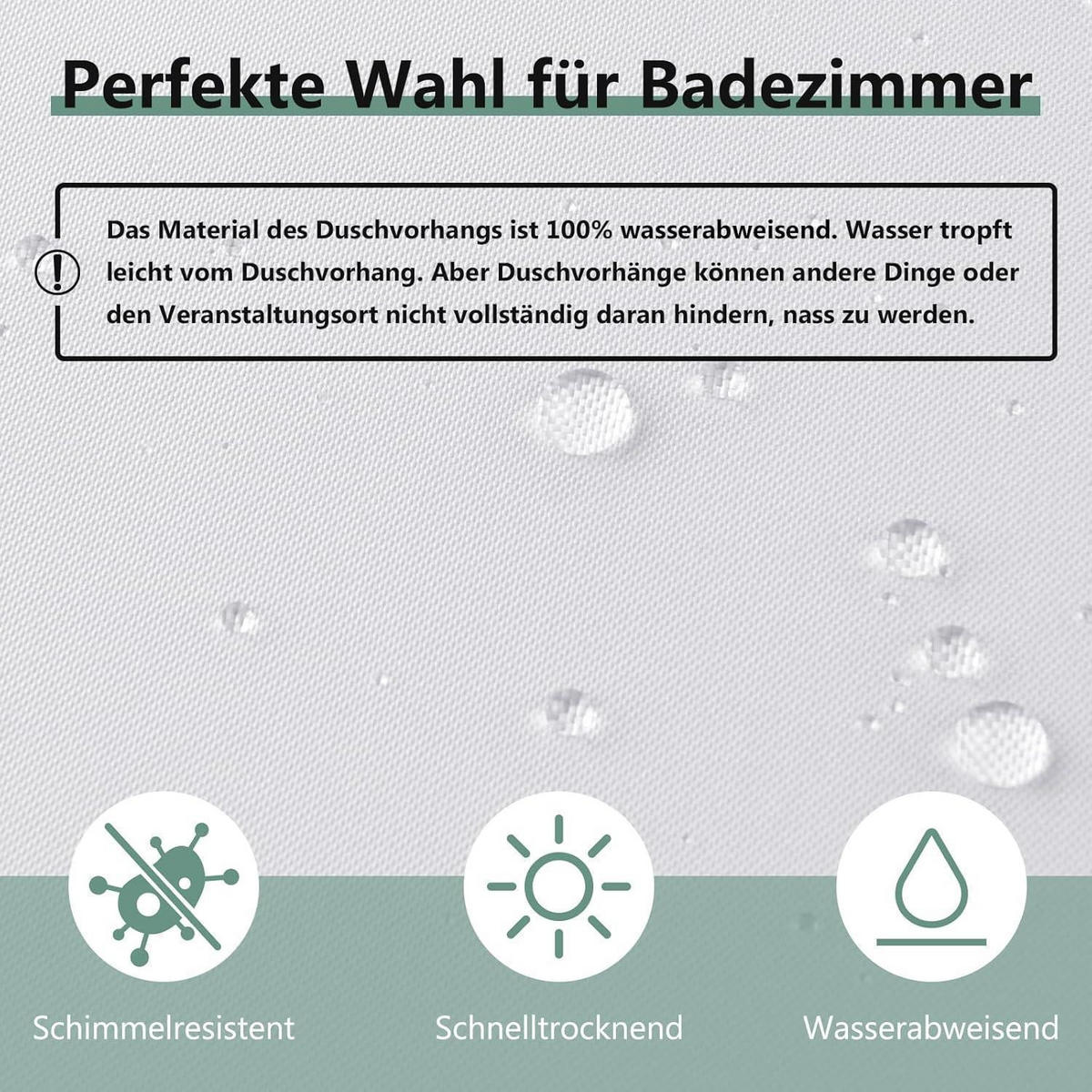 DUSCHVORHANG 120 x 180 cm Weiß Wasserabweisend Anti-Schimmel - Weiß, Kunststoff (120/180cm)