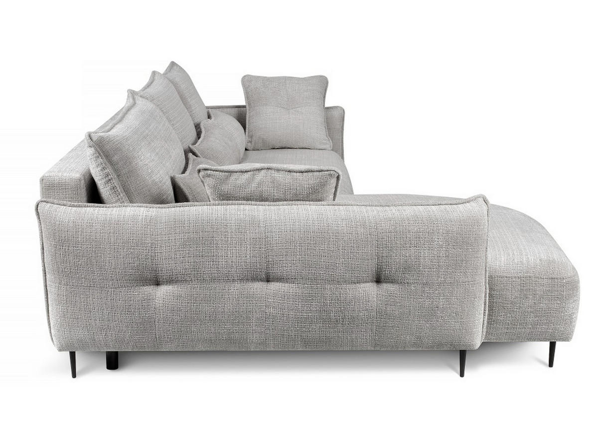 ECKSOFA Oblivio Grau Chenille - Schwarz/Grau, Textil/Metall (285/200cm) - Selsey