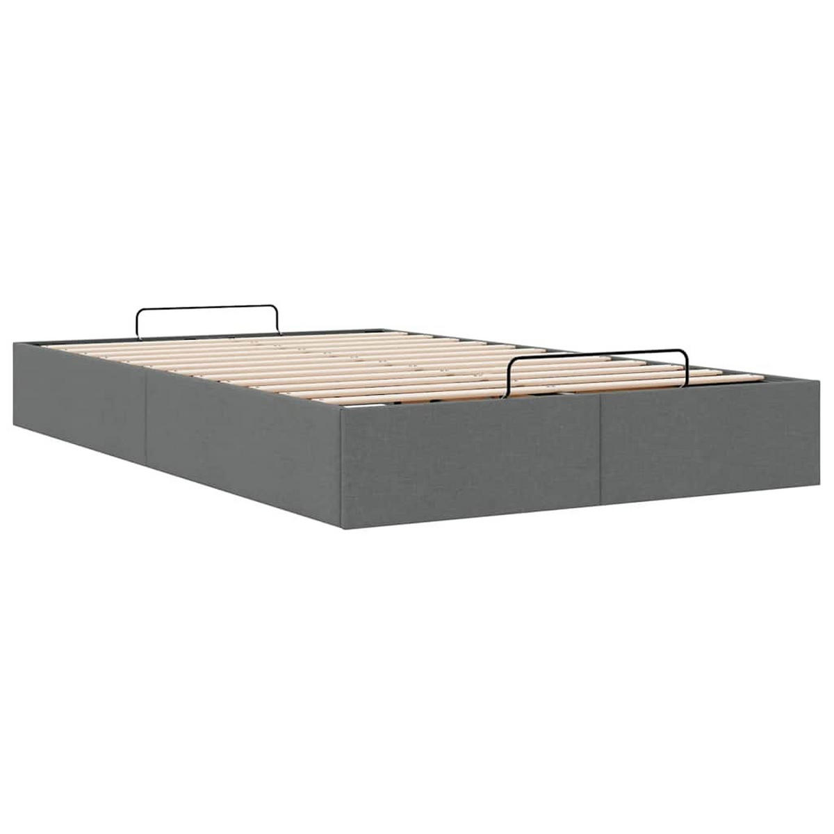 OTTOMAN-BETT OHNE MATRATZE DUNKELGRAU 120X200 CM STOFF - Dunkelgrau, Holz/Textil - vidaXL