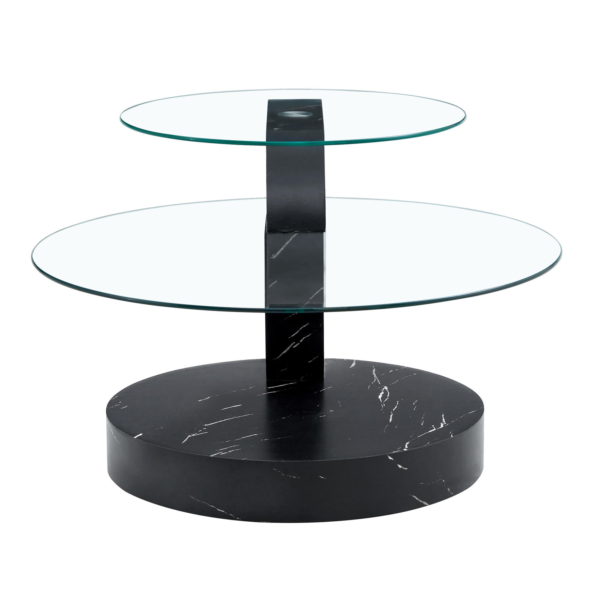 COUCHTISCH mit Ablage 69,8 cm aus Glas und MDF in Schwarz/Transparent - Transparent, Holzwerkstoff (89.9/69.9/43.2cm) - BEAOK