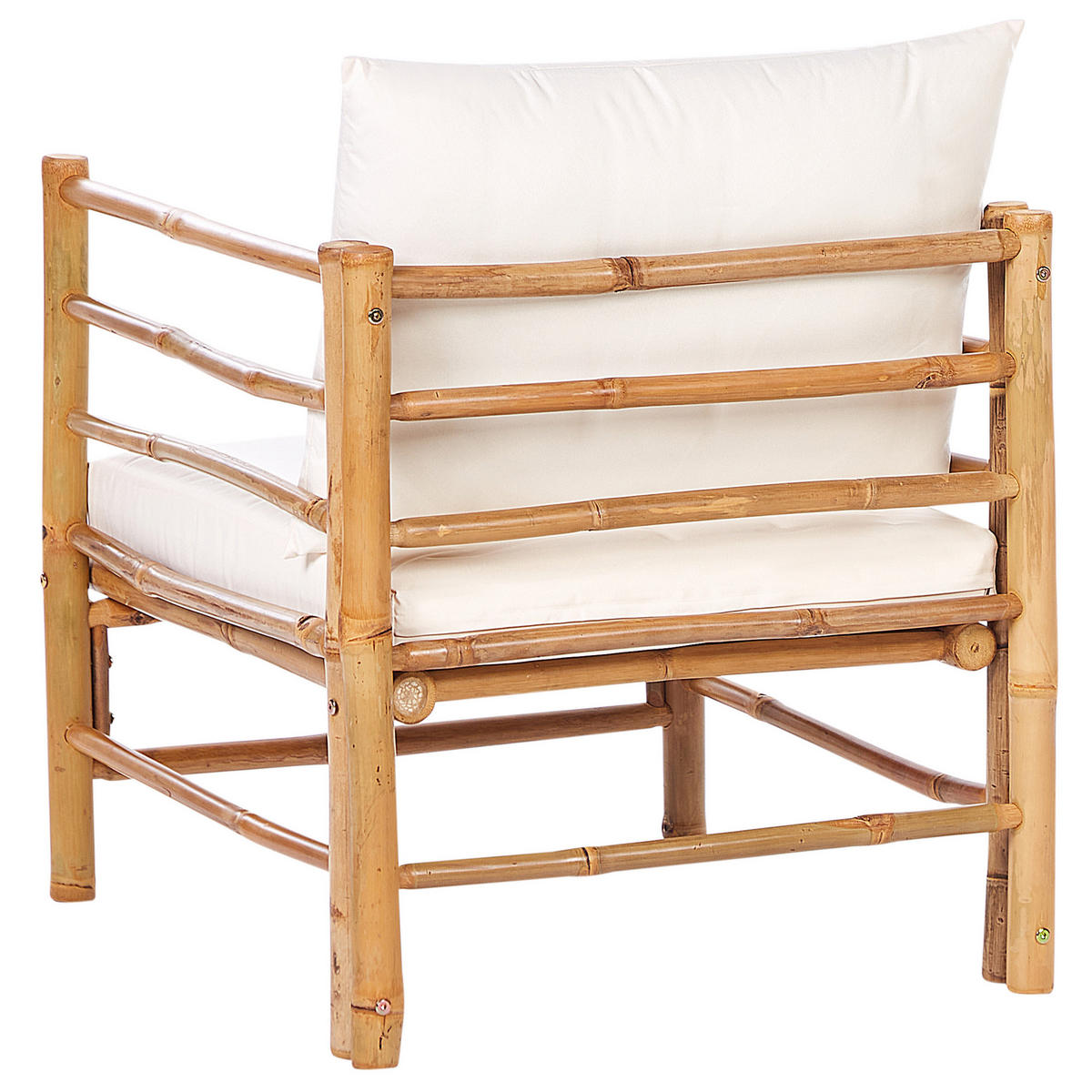 LOUNGE SET 4-Sitzer Bambusholz hellbraun 3-teilig Auflagen cremeweiß Cerreto - Creme, Holz - Beliani