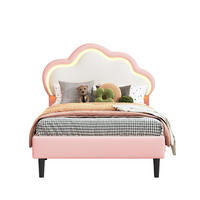 KINDERBETT 90/200 cm rosa mit LED und Wolkenkopfteil - Rosa, Holz - SHOPENTRA